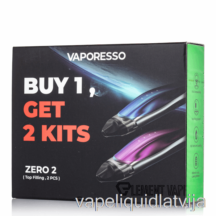 Vaporesso Zero 2 Pod System 2-pack Akcija Melns Zils + Melns Violets Vape šķidrums